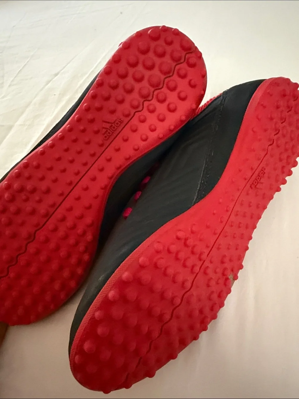 adidas Kids Black and Red Mid-Top Soccer Sneakers